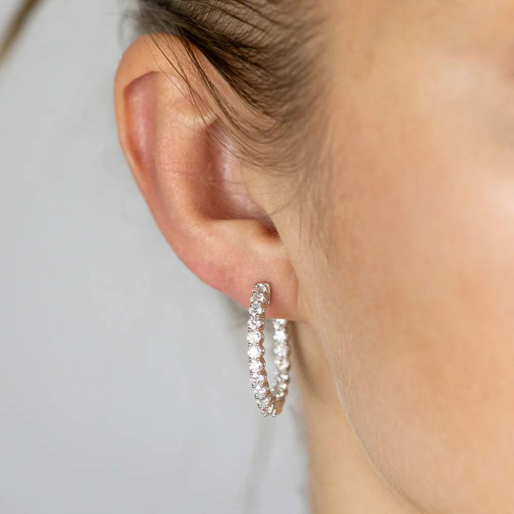 Luminesce Lab Grown 2 Carat Diamond Hoop Earrings Sterling Silver - Image 2