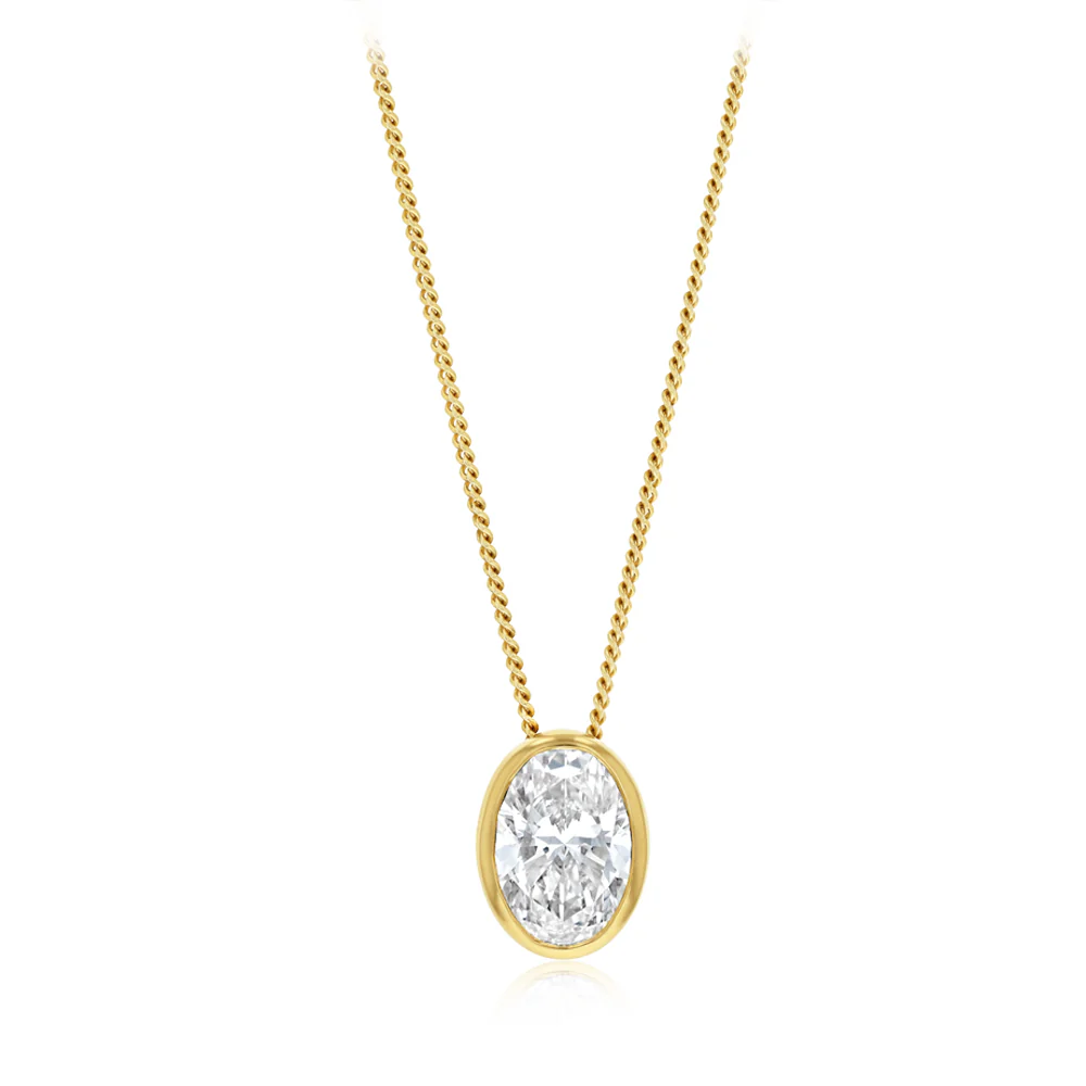 Luminesce Lab Grown 2 Carat Diamond Oval Solitaire Bezel in 9ct Yellow Gold