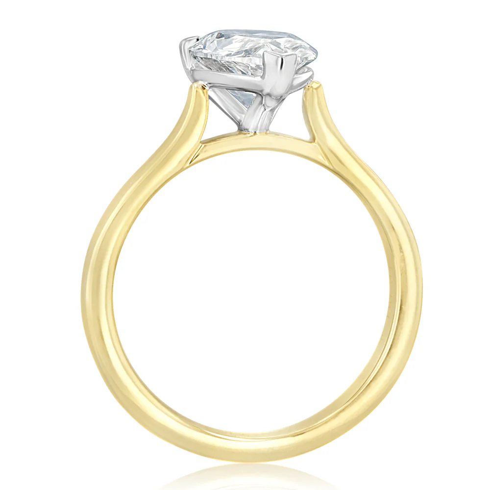 Luminesce Lab Grown 2 Carat Diamond Pear Solitaire Ring in 9ct Yellow and White Gold - Image 3
