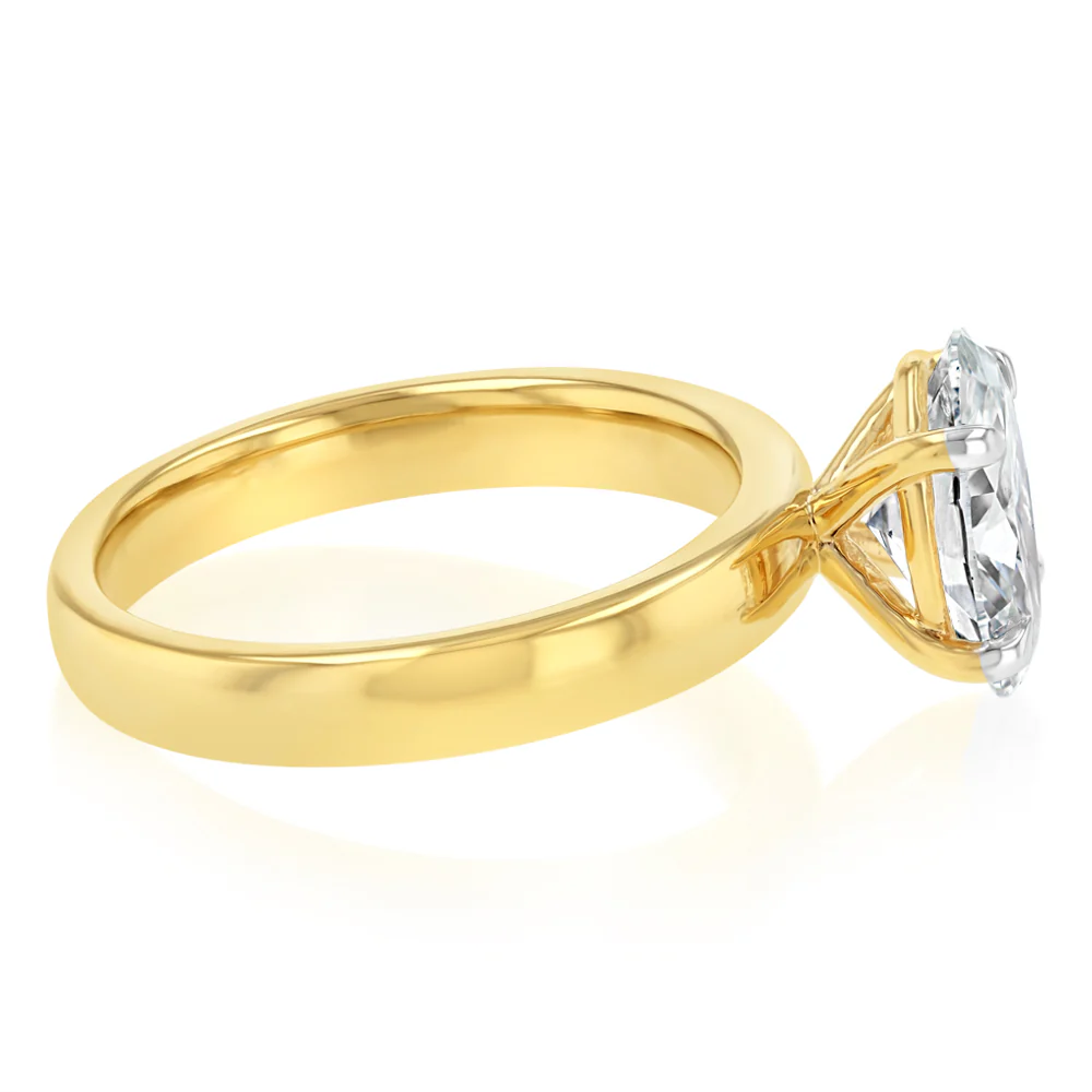 Luminesce Lab Grown 2 Carat Diamond Solitaire Ring in Gold Plated Sterling Silver - Image 2