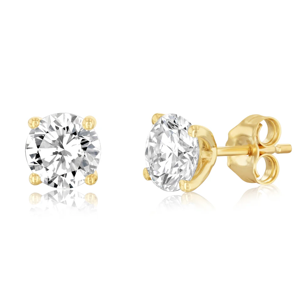 Luminesce Lab Grown 2 Carat Diamond Stud Earrings in 9ct Yellow Gold