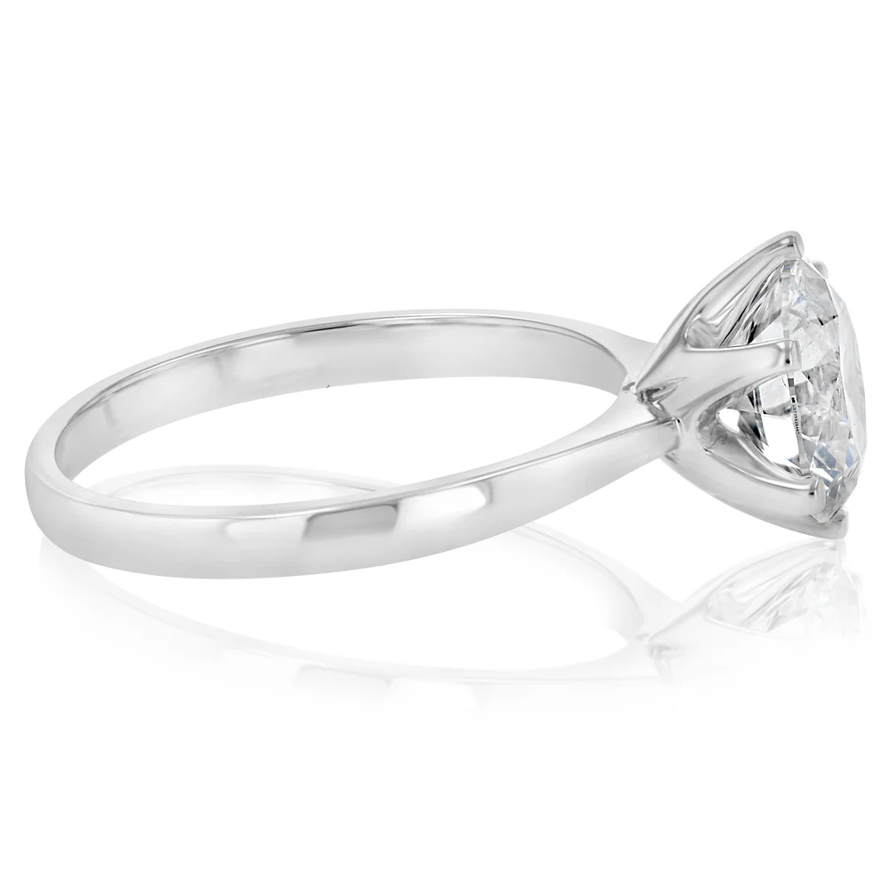 Luminesce Lab Grown 2 Carats Certified Diamond Solitaire Ring in 18ct White Gold - Image 2