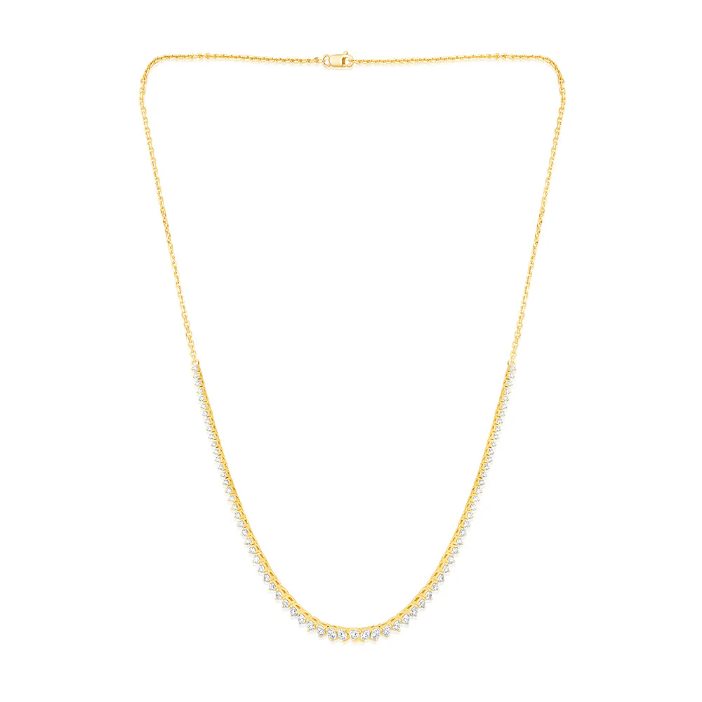 Luminesce Lab Grown 2 Carats Diamond Cable Chain Necklace in 9ct Yellow Gold