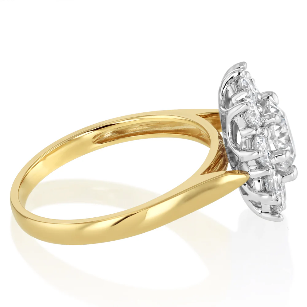 Luminesce Lab Grown 2 Carats Diamond Flower Ring in 9ct Yellow Gold - Image 2