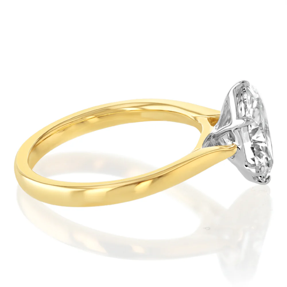 Luminesce Lab Grown 2 Carats Diamond Oval Solitaire Ring in 9ct Yellow Gold - Image 2