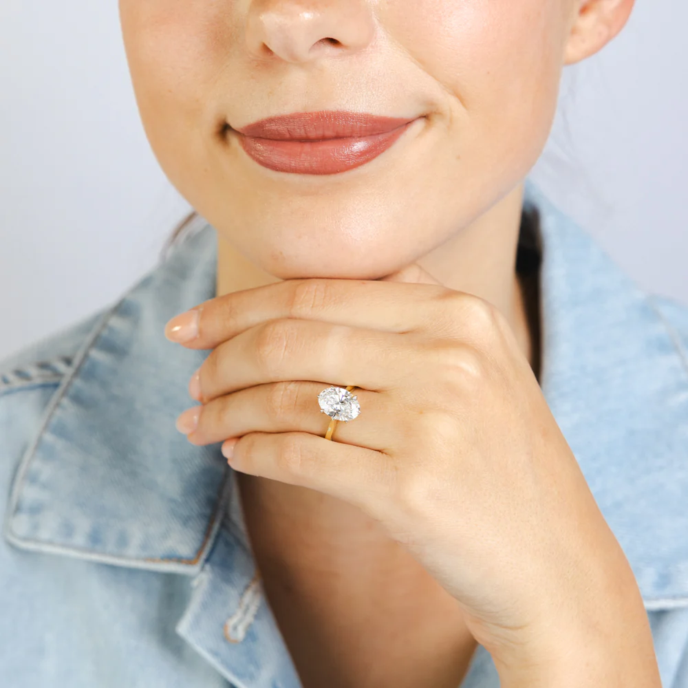 Luminesce Lab Grown 2 Carats Diamond Oval Solitaire Ring in 9ct Yellow Gold - Image 4