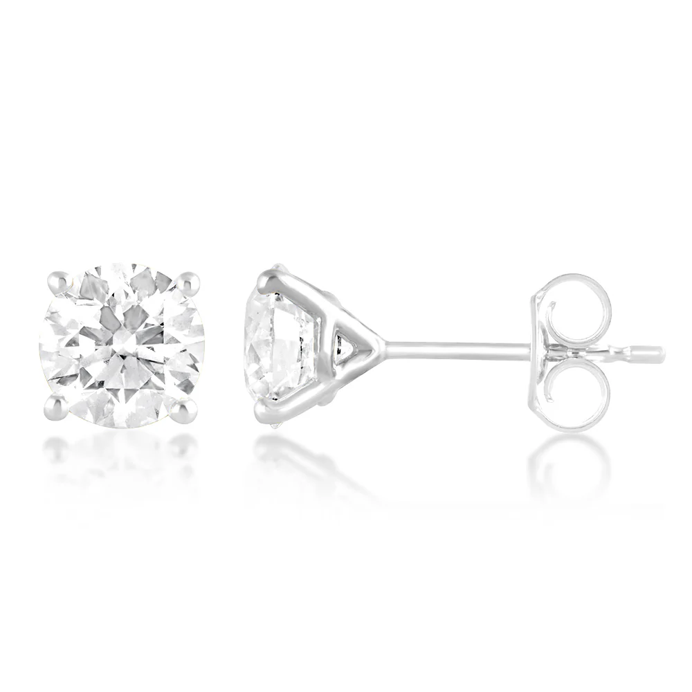 Luminesce Lab Grown 2 Carats Diamond Stud Earrings in 9ct White Gold