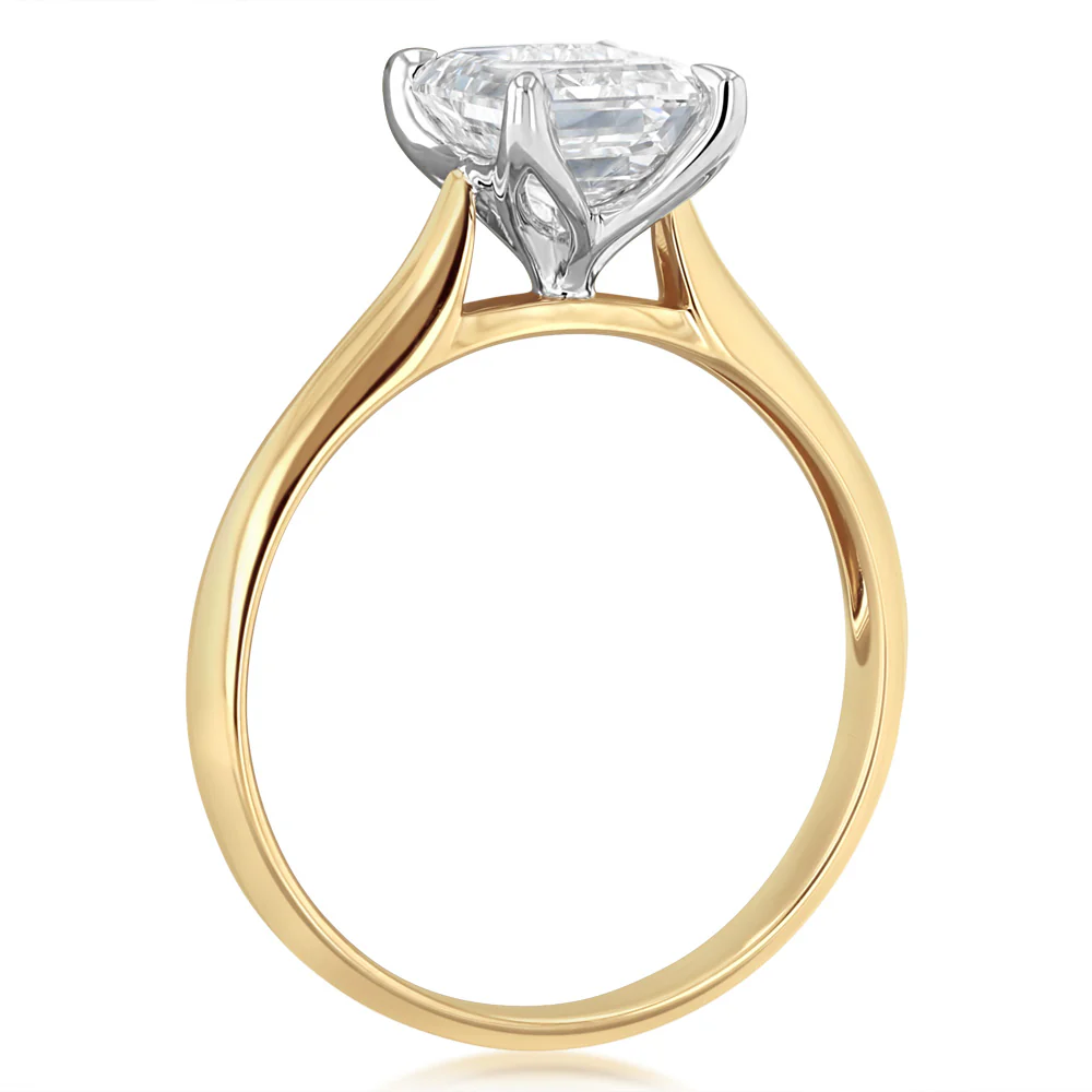 Luminesce Lab Grown 2 Carats Emerald Diamond Solitaire Ring in 9ct Yellow Gold - Image 3