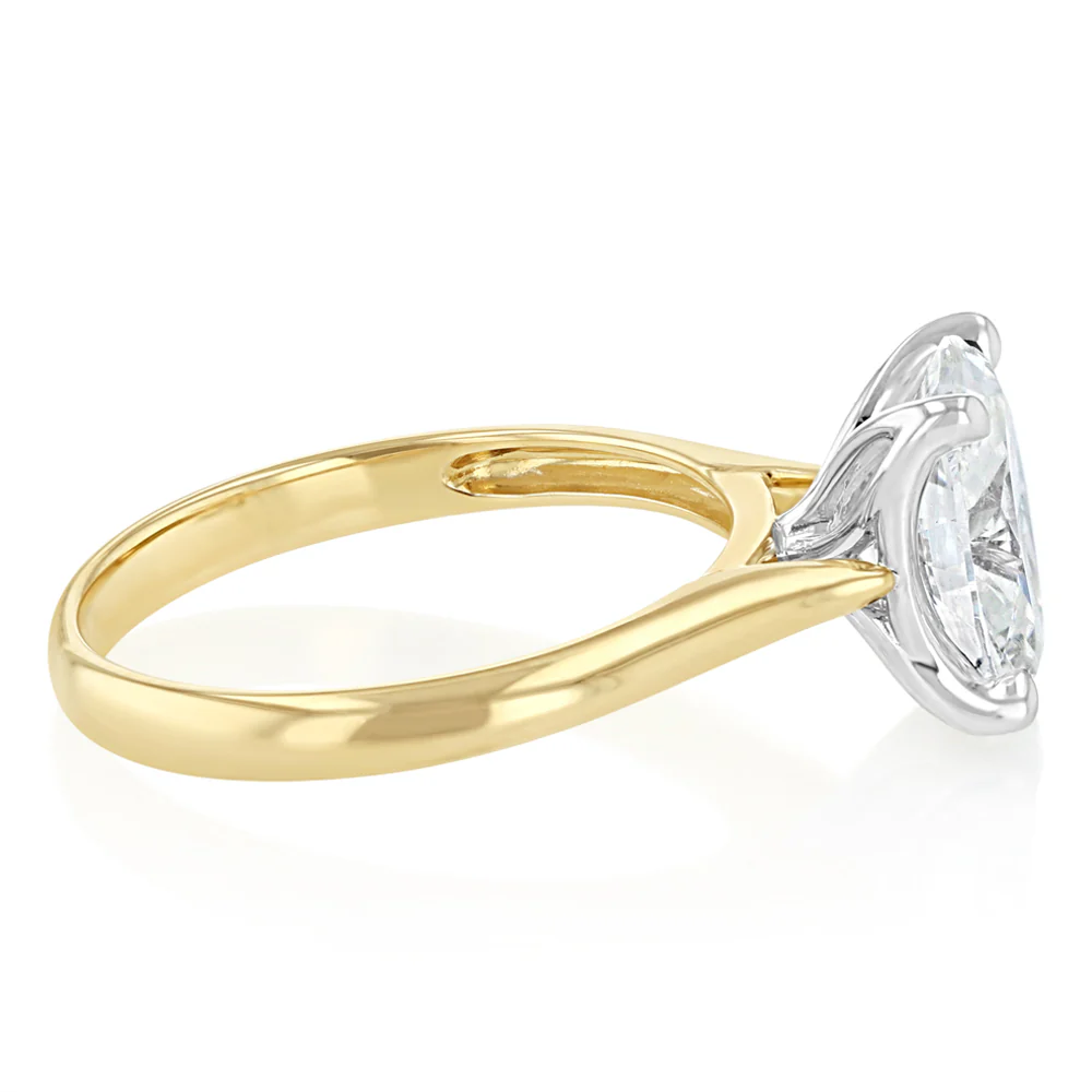 Luminesce Lab Grown 2 Carats Oval Diamond Solitaire Ring in 9ct Yellow Gold - Image 2