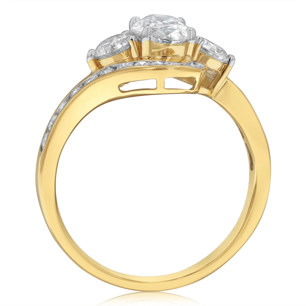 Luminesce Lab Grown 2 Carats Solitaire Diamond Ring with Channel Set Side Diamonds in 9ct Yellow Gold - Image 3