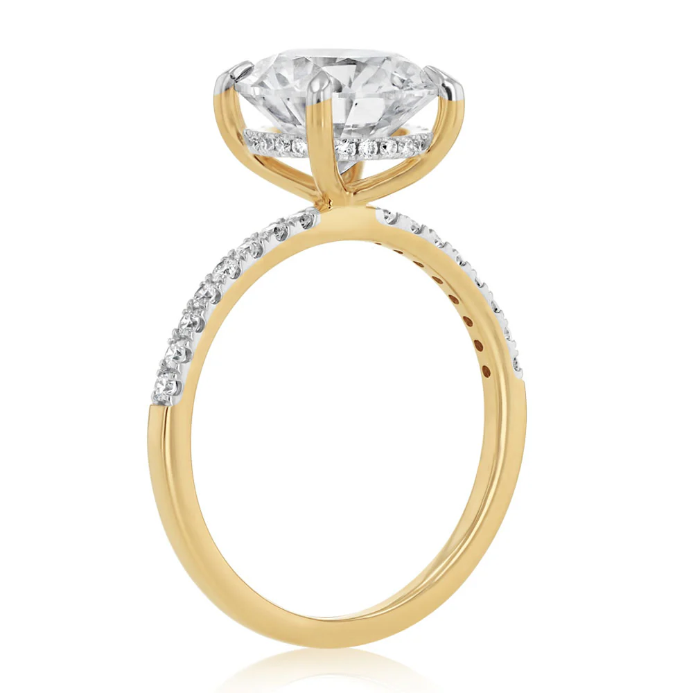 Luminesce Lab Grown 3.20 Carat Diamond Ring with Hidden Halo in 9ct Yellow Gold - Image 3