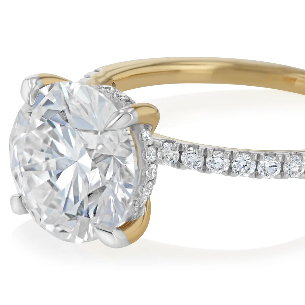 Luminesce Lab Grown 3.20 Carat Diamond Ring with Hidden Halo in 9ct Yellow Gold - Image 5
