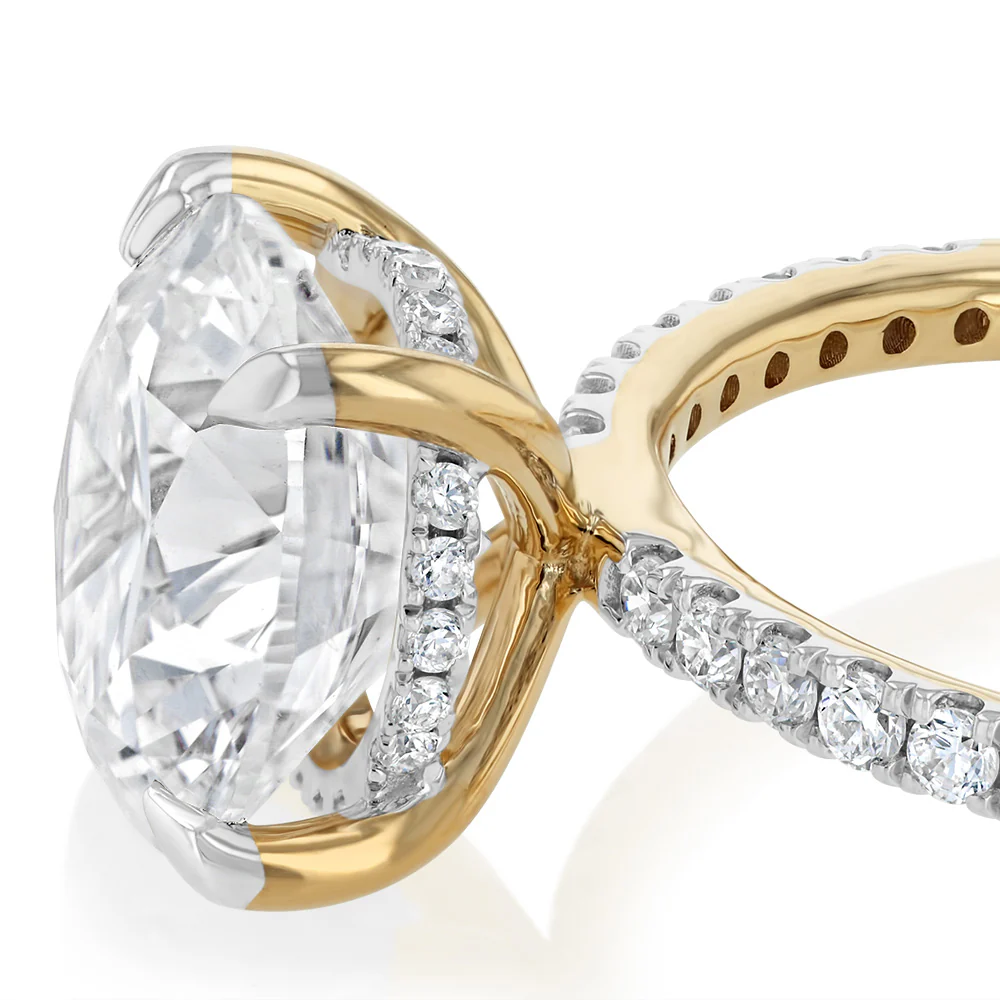 Luminesce Lab Grown 3.20 Carat Diamond Ring with Hidden Halo in 9ct Yellow Gold - Image 6