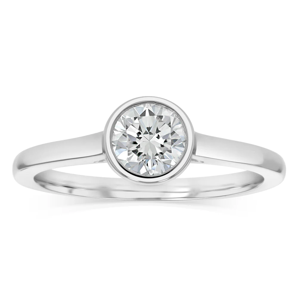 Luminesce Lab Grown 3/4 Carat Diamond Bezel Solitaire Ring in Sterling Silver