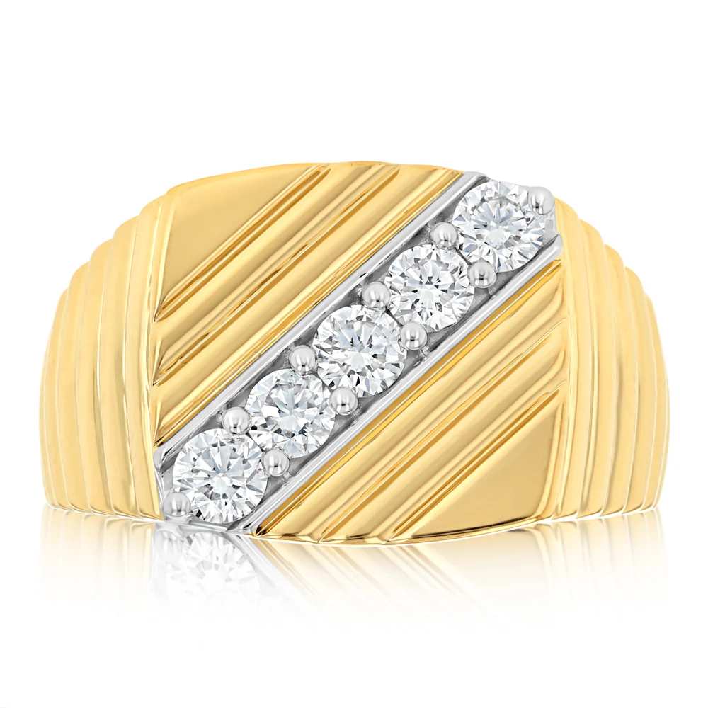 Luminesce Lab Grown 3/4 Carat Diamond Gents Ring in Gold Plated Sterling Silver
