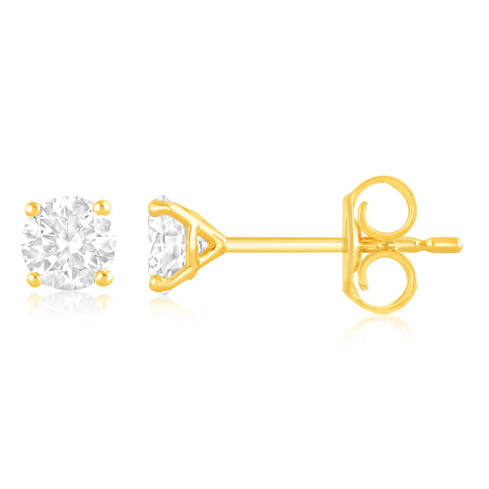Luminesce Lab Grown 3/4 Carat Diamond Stud Earrings in 9ct Yellow Gold