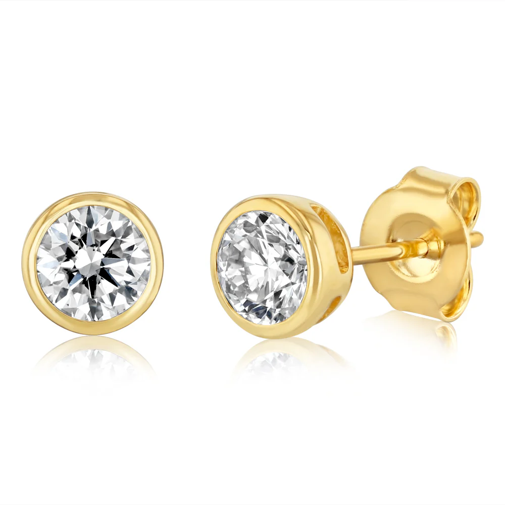 Luminesce Lab Grown 3/4 Diamond Bezel Set Earrings in 9ct Yellow Gold