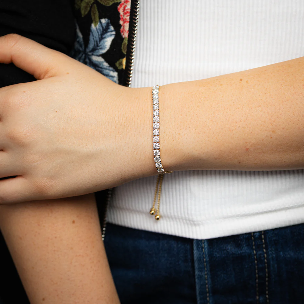 Luminesce Lab Grown 3 Carat Diamond Bolo Bracelet in Gold Plated Sterling Silver - Image 3