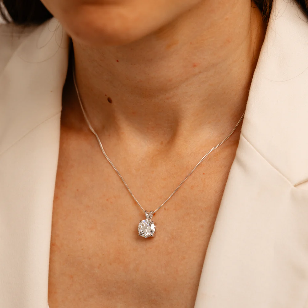 Luminesce Lab Grown 3 Carat Diamond Solitaire Pendant in 9ct White Gold - Image 3