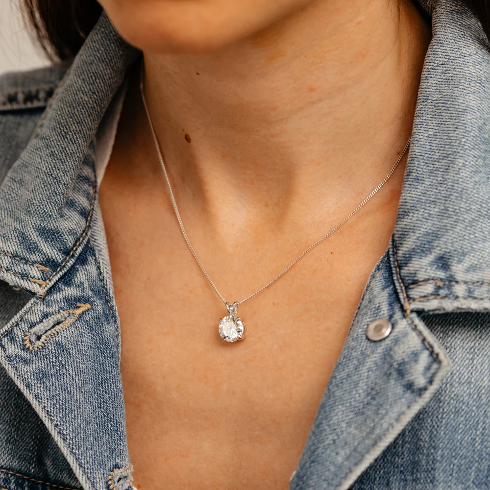 Luminesce Lab Grown 3 Carat Diamond Solitaire Pendant in 9ct White Gold - Image 4
