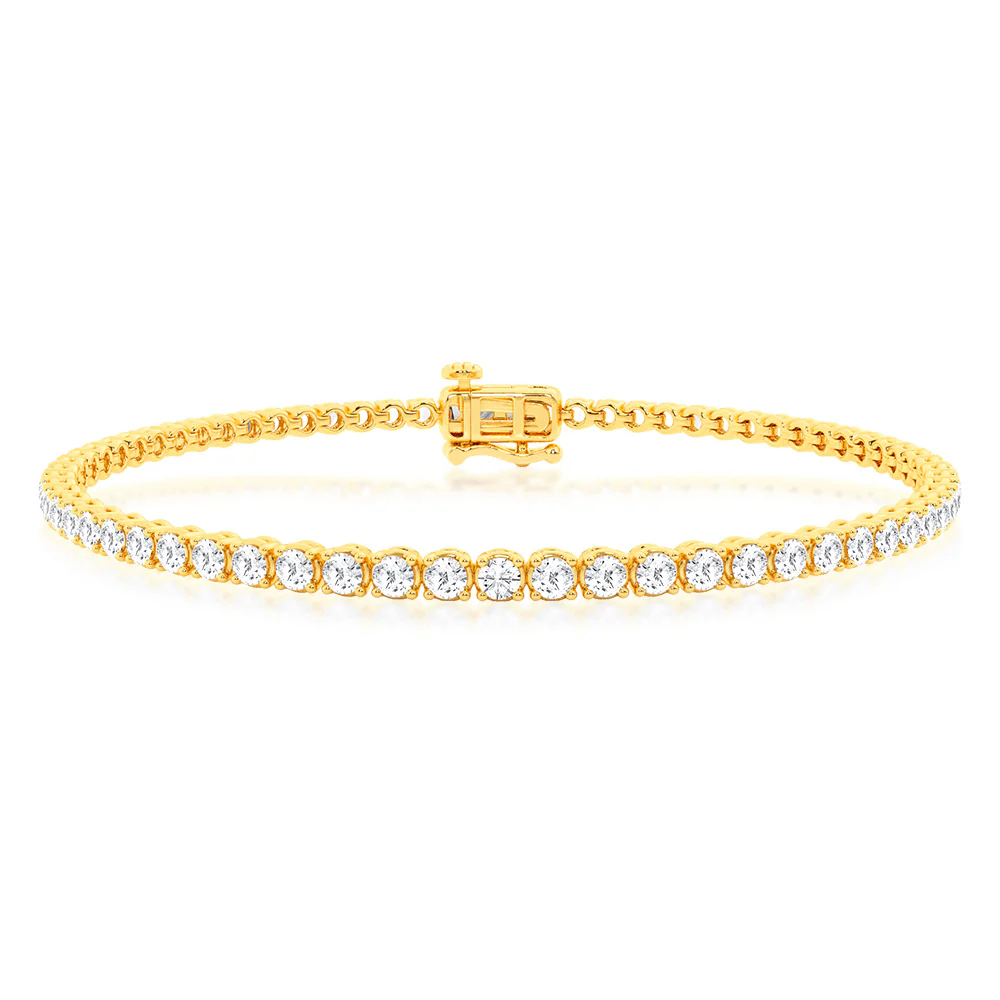 Luminesce Lab Grown 3 Carat Diamond Tennis Bracelet in Gold Plated Silver