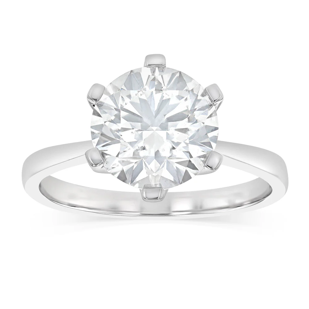 Luminesce Lab Grown 3 Carats Certified Diamond Solitaire Ring in 18ct White Gold