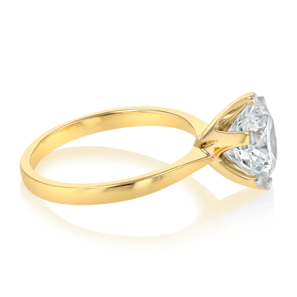 Luminesce Lab Grown 3 Carats Certified Diamond Solitaire Ring in 18ct Yellow Gold - Image 2