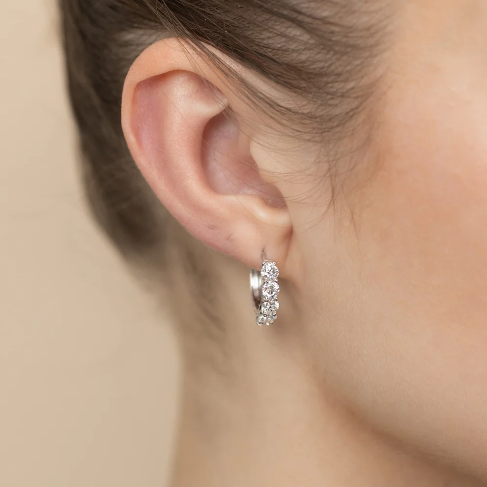 Luminesce Lab Grown 3 Carats Diamond Hoop Earrings in Sterling Silver - Image 2