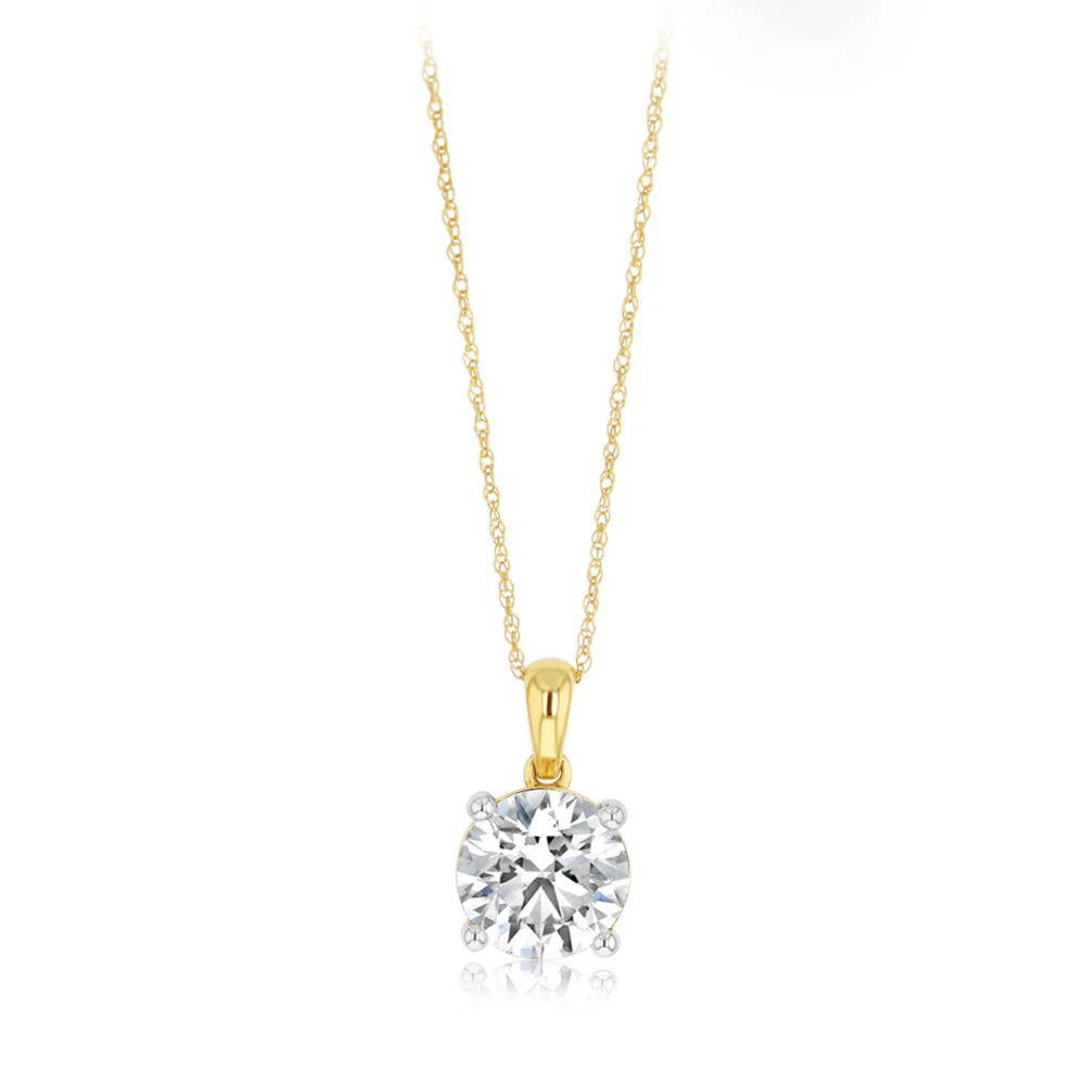 Luminesce Lab Grown 3 Carats Diamond Solitaire Pendant on Adjustable Chain in 9ct Yellow Gold