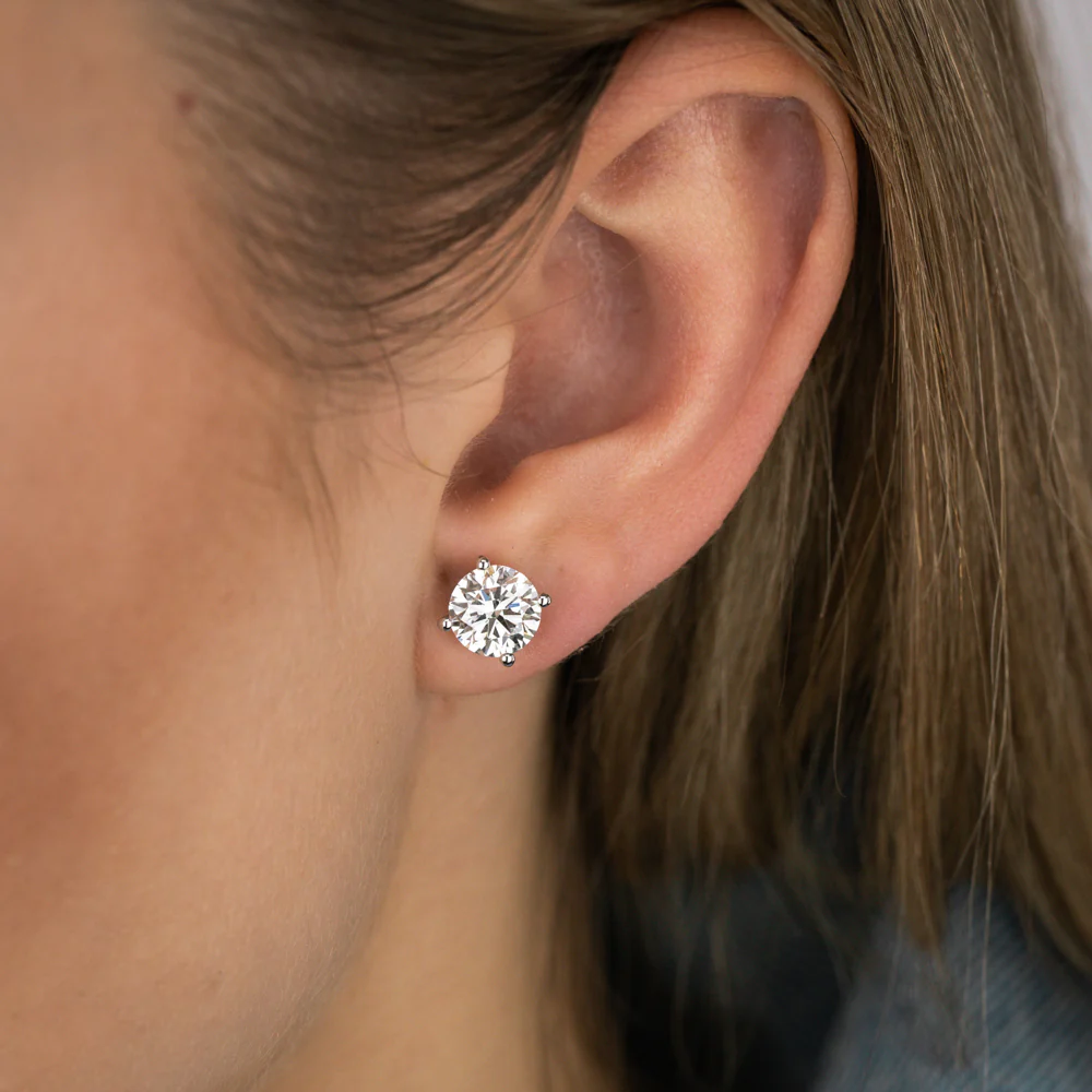 Luminesce Lab Grown 3 Carats Diamond Stud Earrings in 9ct White Gold - Image 2