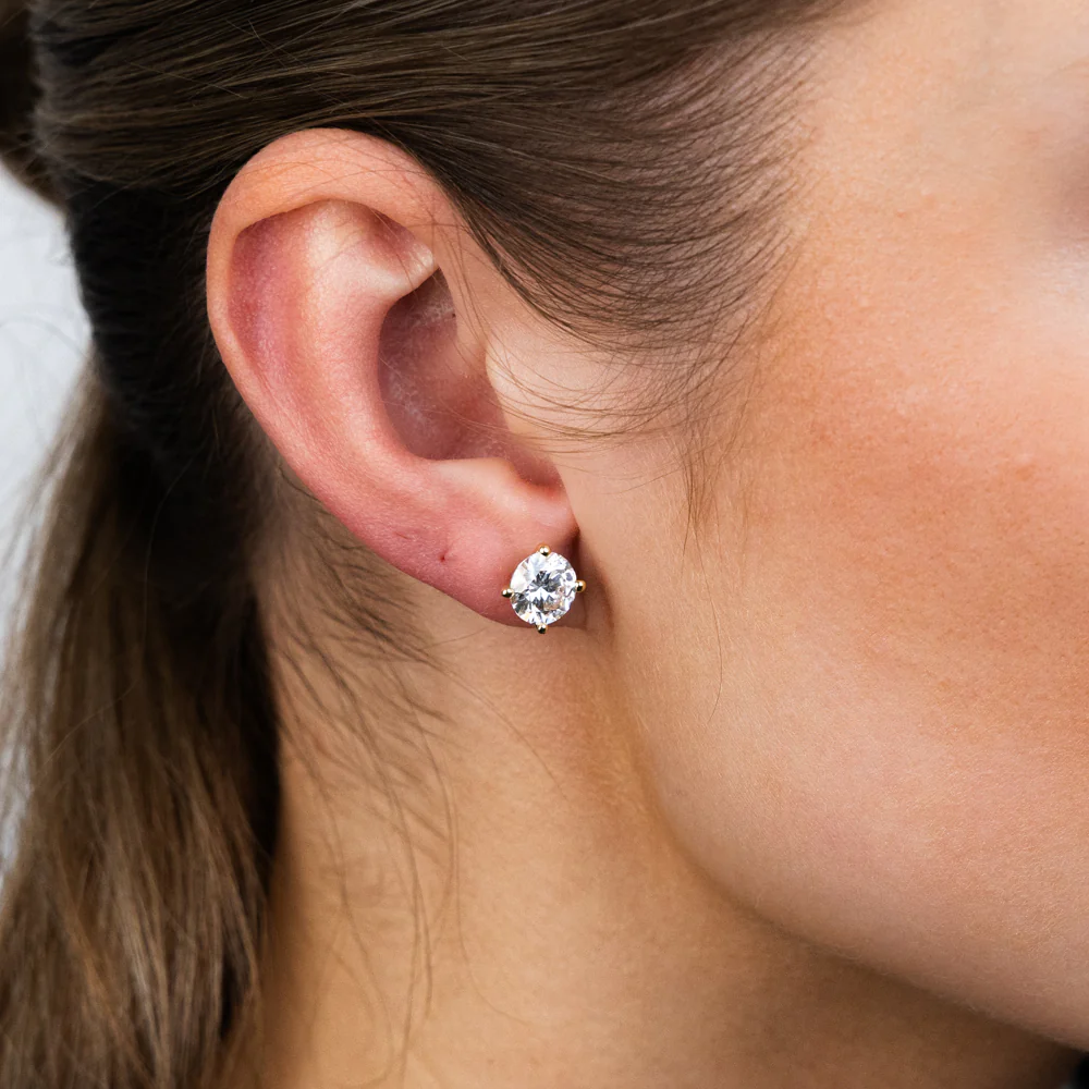 Luminesce Lab Grown 3 Carats Diamond Stud Earrings in 9ct Yellow Gold - Image 2