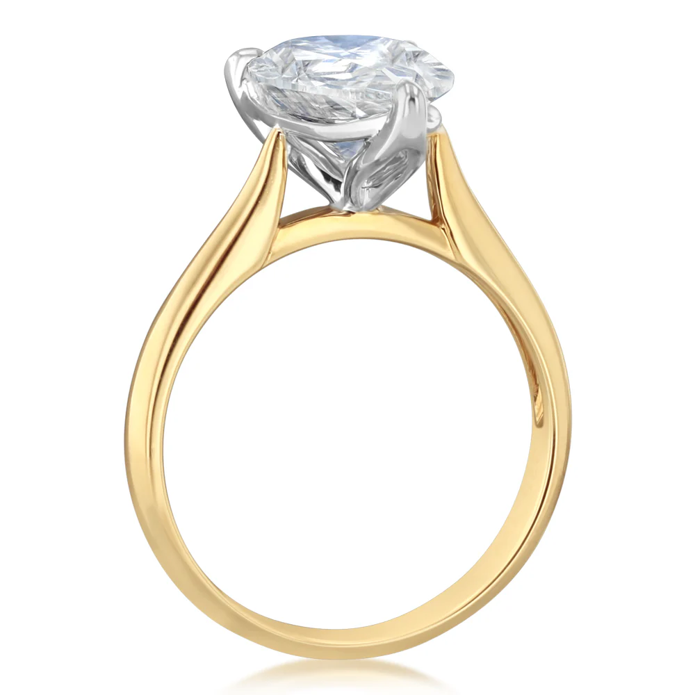 Luminesce Lab Grown 3 Carats Pear Diamond Solitaire Ring in 9ct Yellow Gold - Image 3