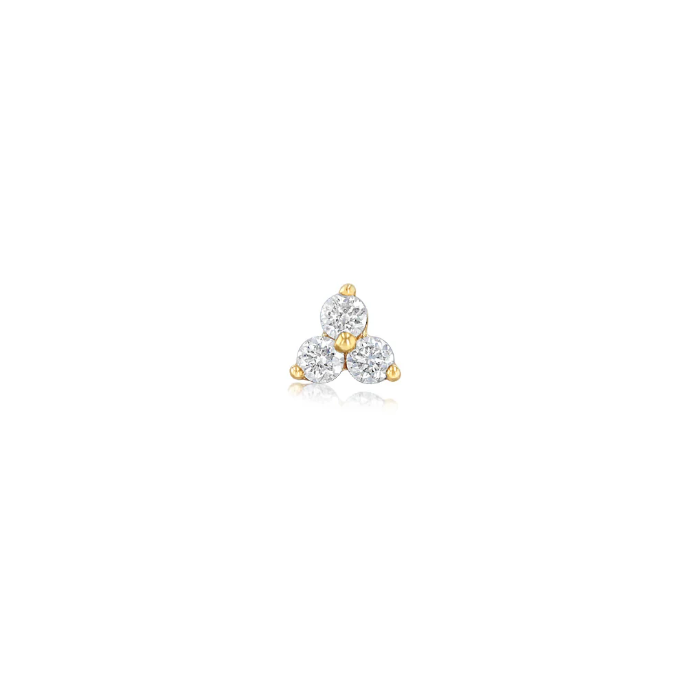 Luminesce Lab Grown 3 Diamond Cluster Single Flatback Earring in 9ct Yellow Gold