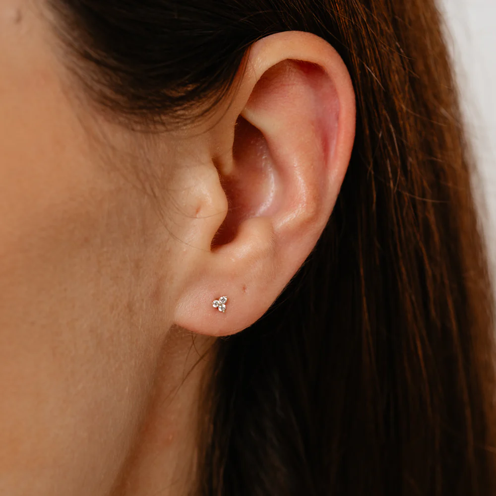 Luminesce Lab Grown 3 Diamond Cluster Single Flatback Earring in 9ct Yellow Gold - Image 4