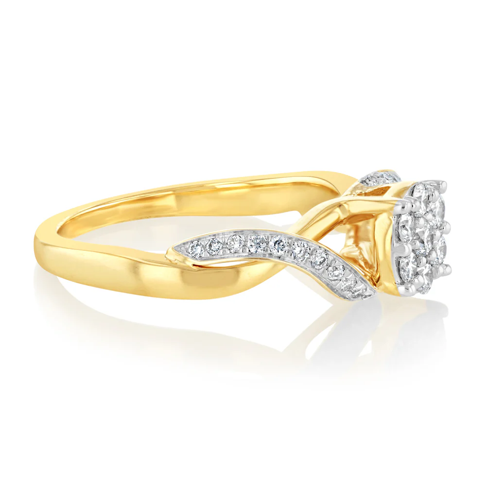 Luminesce Lab Grown 31 Diamonds Cluster Ring in 9ct Yellow Gold - Image 2