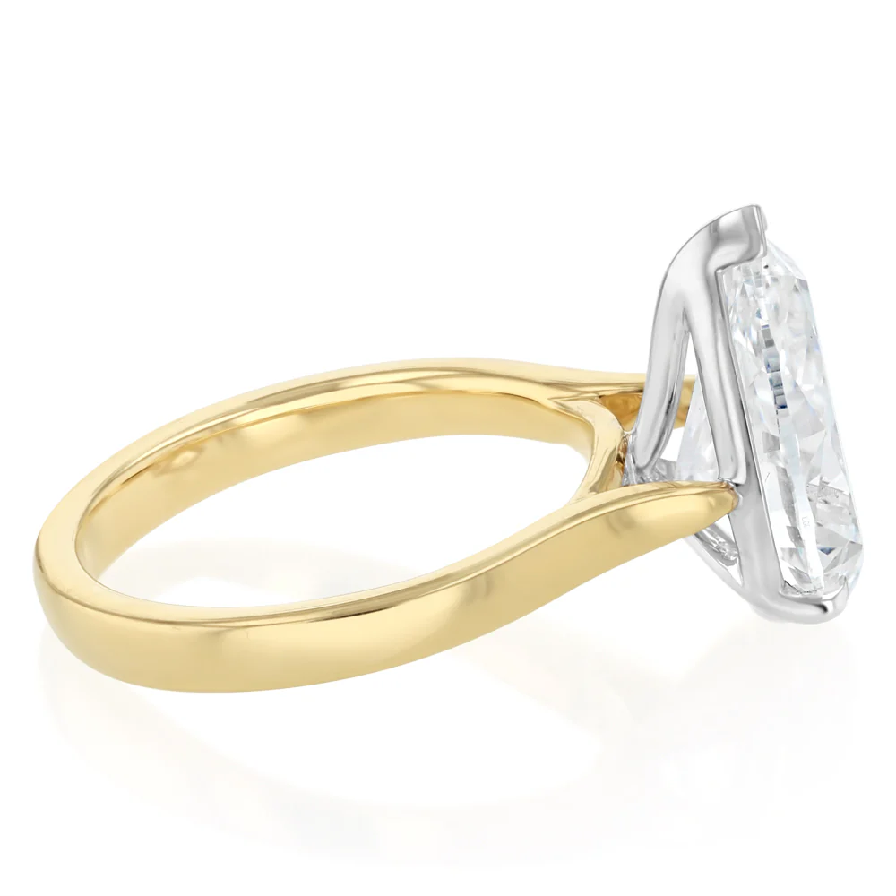 Luminesce Lab Grown 4 Carat Diamond Pear Solitaire Ring in 9ct Yellow and White Gold - Image 2