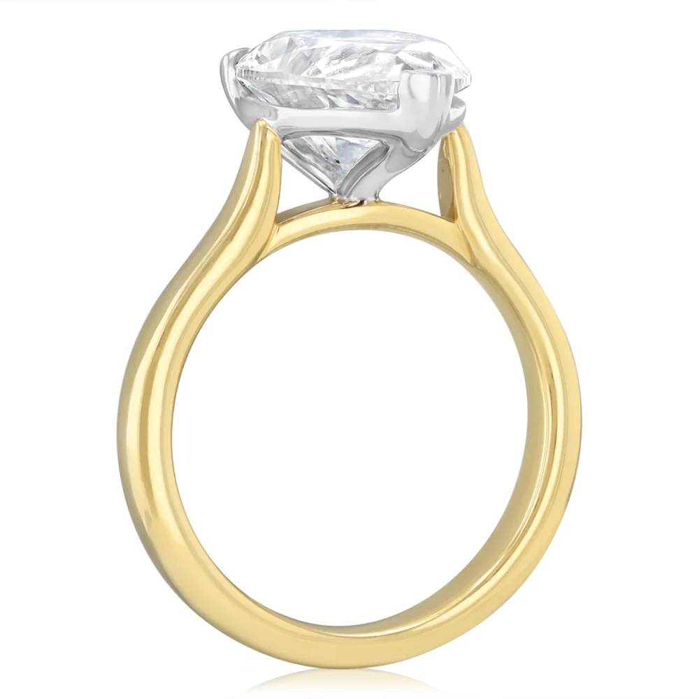Luminesce Lab Grown 4 Carat Diamond Pear Solitaire Ring in 9ct Yellow and White Gold - Image 3