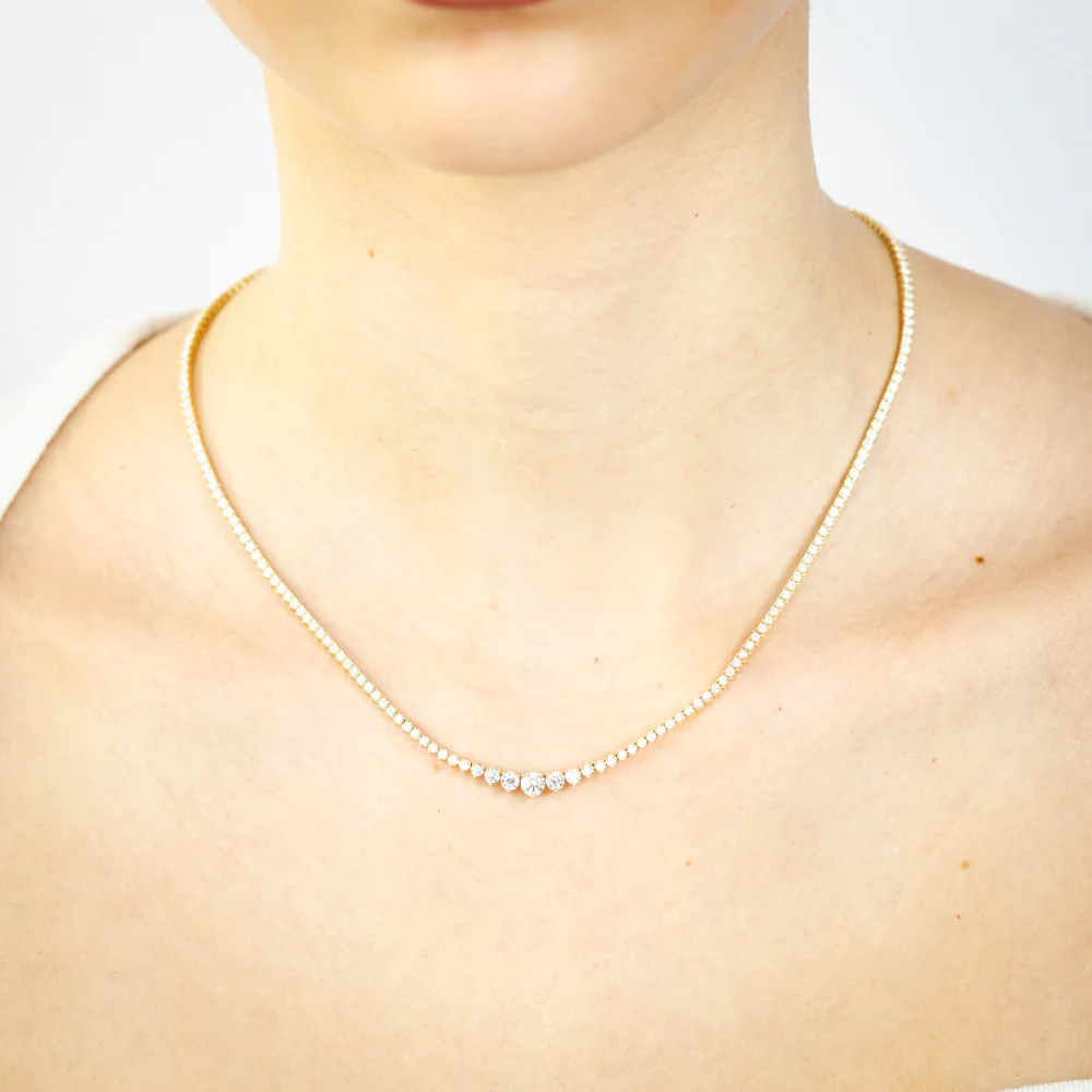 Luminesce Lab Grown 4 Carat Diamond Tennis Necklace in 9ct Yellow Gold - Image 4