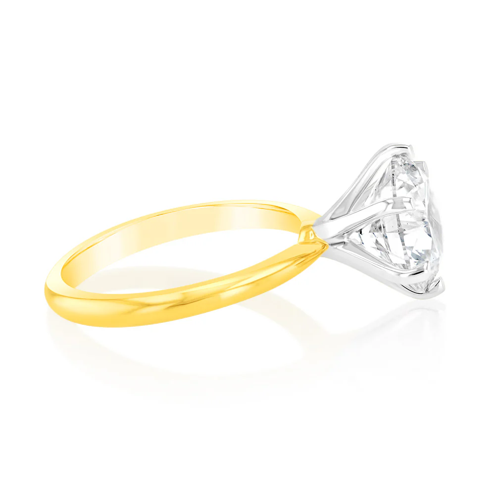 Luminesce Lab Grown 4 Carats Certified Diamond Solitaire Ring in 18ct Yellow Gold - Image 2