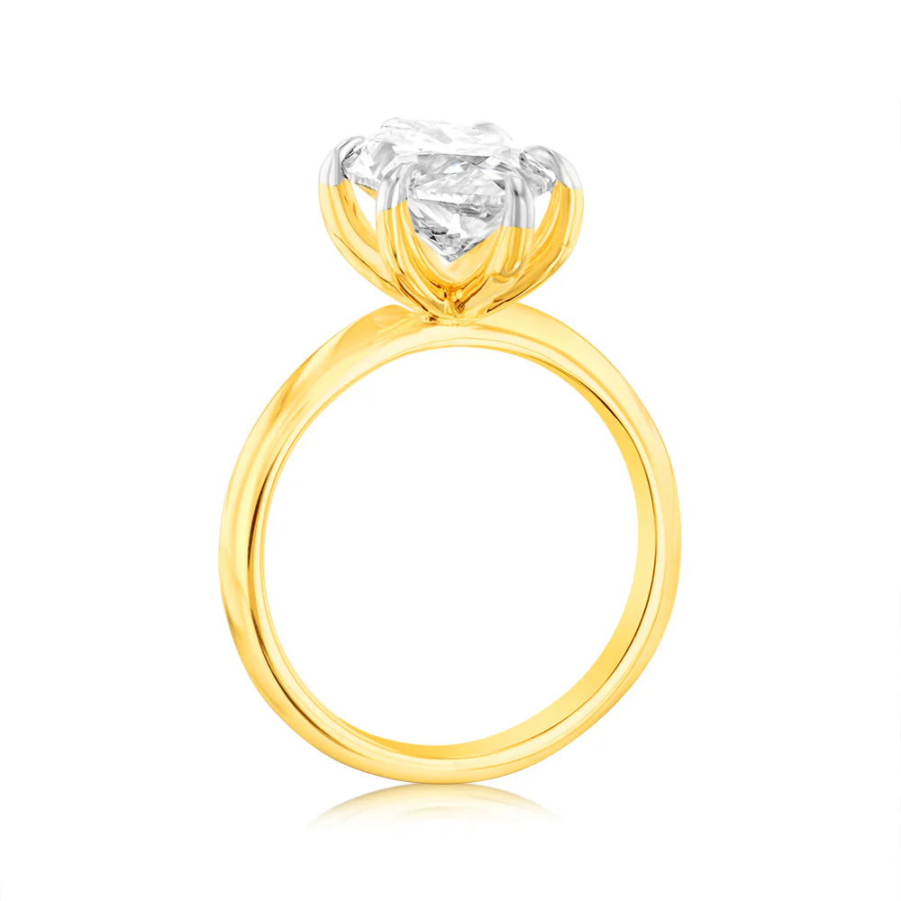 Luminesce Lab Grown 4 Carats Certified Marquise Diamond Engagement Ring in 18ct Yellow Gold - Image 3