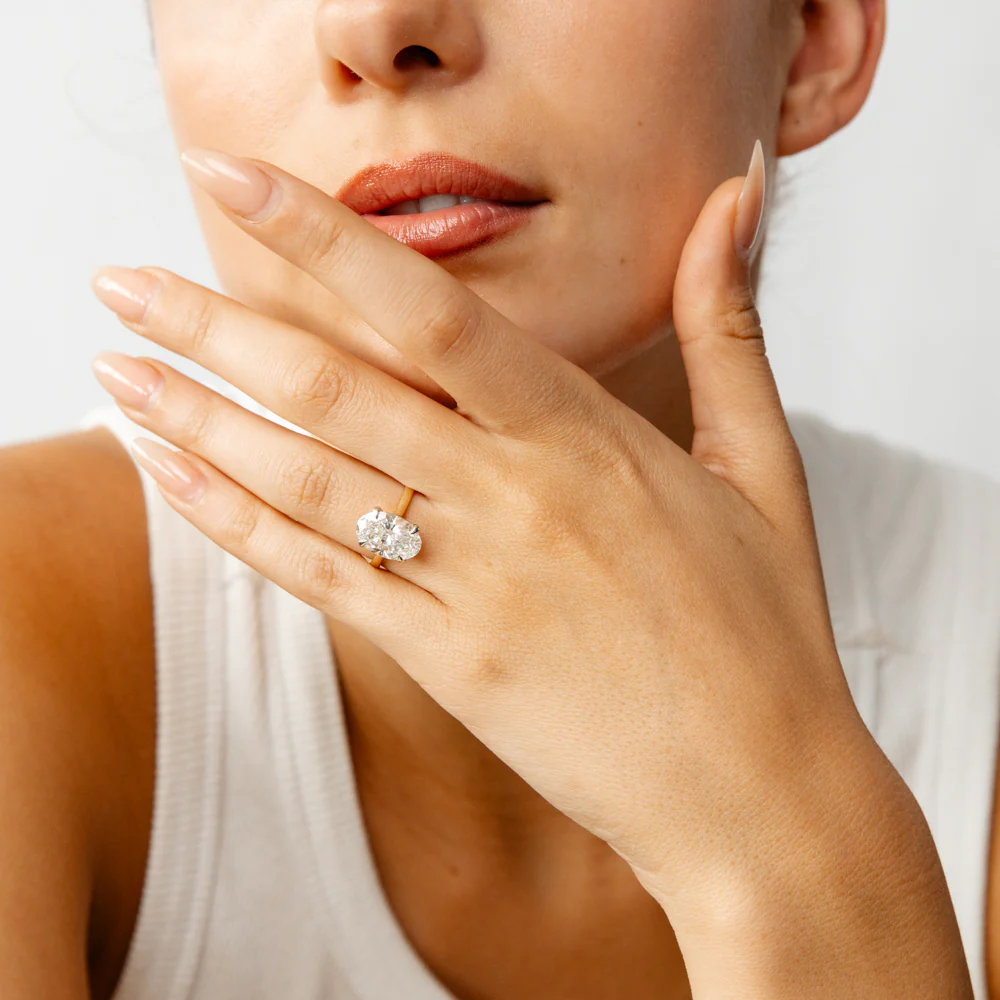 Luminesce Lab Grown 4 Carats Certified Oval Diamond Solitaire Ring in 18ct Yellow Gold - Image 3