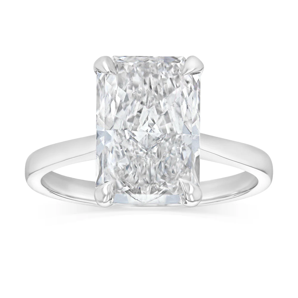 Luminesce Lab Grown 4 Carats Certified Radiant Diamond Solitaire Ring in 18ct White Gold