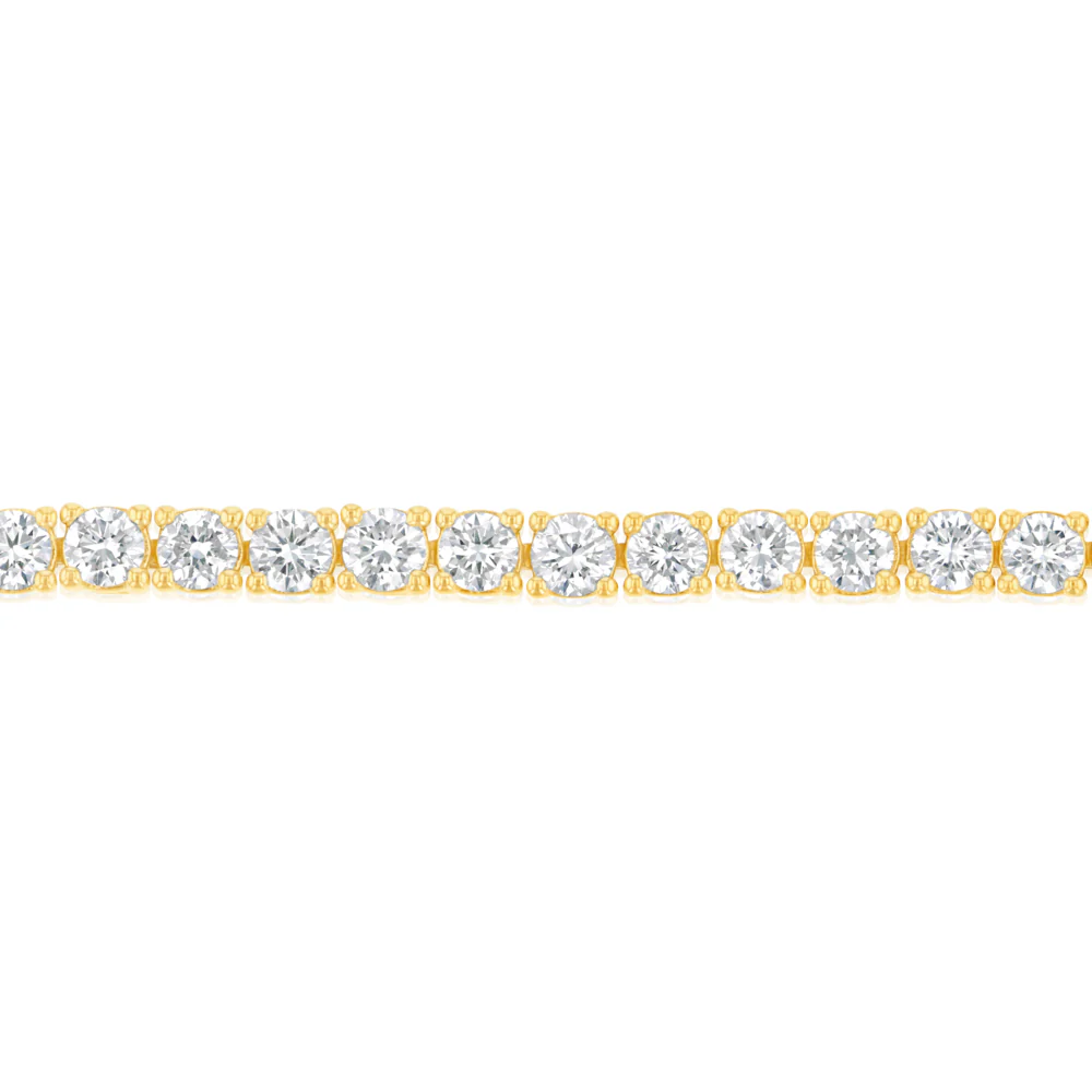 Luminesce Lab Grown 4 Carats Diamond Tennis Bracelet in Gold Plated Silver - Image 3