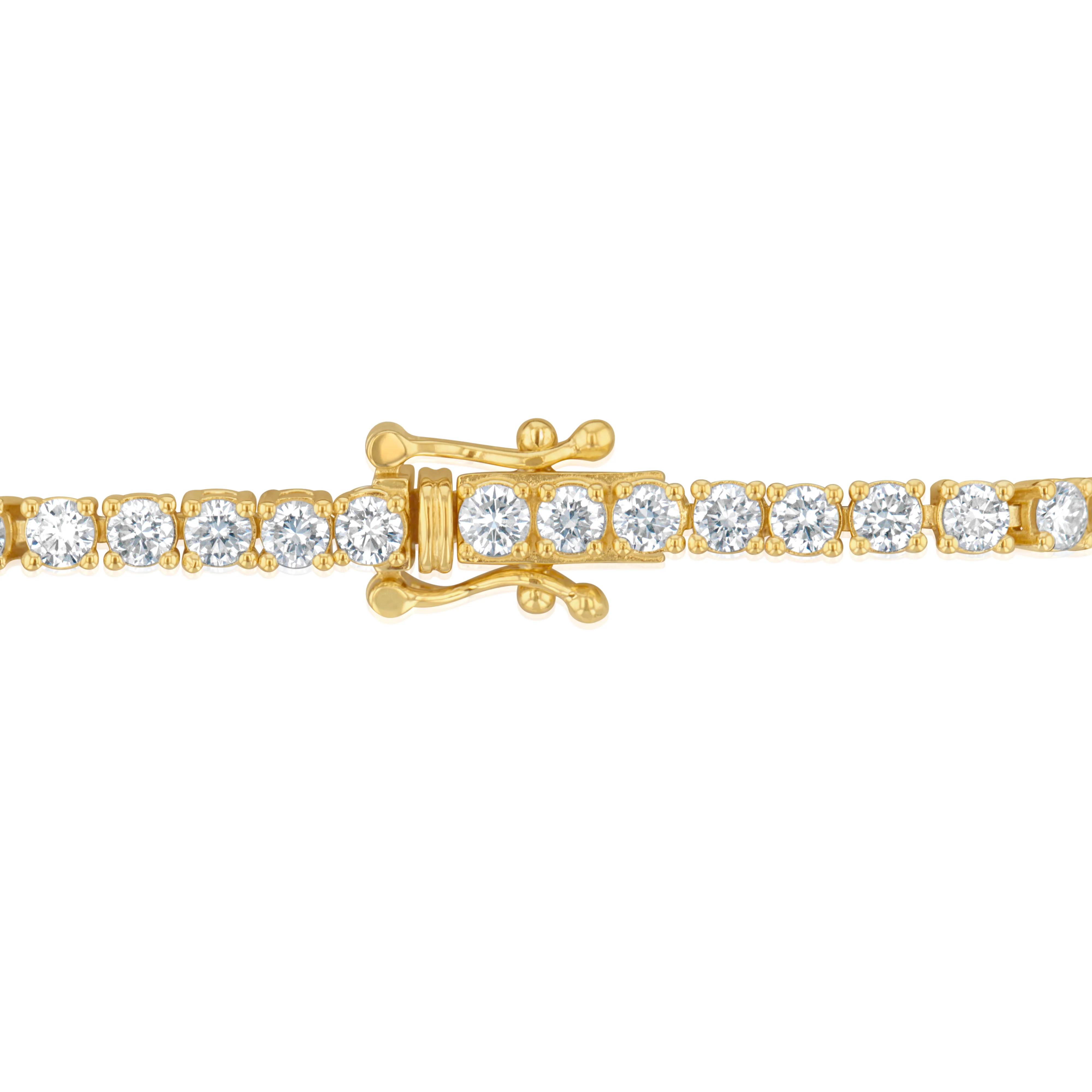 Luminesce Lab Grown 4 Carats Diamond Tennis Bracelet in Gold Plated Silver - Image 4