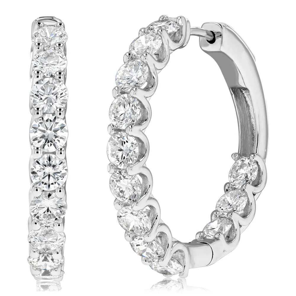 Luminesce Lab Grown 5 Carats Diamond Hoop Earrings in Sterling Silver