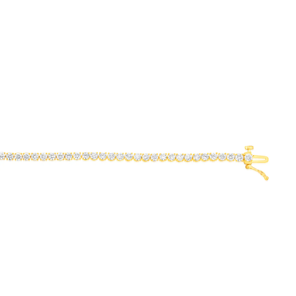 Luminesce Lab Grown 5 Carats Diamond Tennis Bracelet in Gold Plated Silver - Image 2