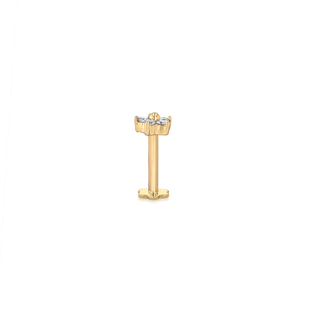 Luminesce Lab Grown 5 Diamond Flower Single Flatback Earring in 9ct Yellow Gold - Image 3