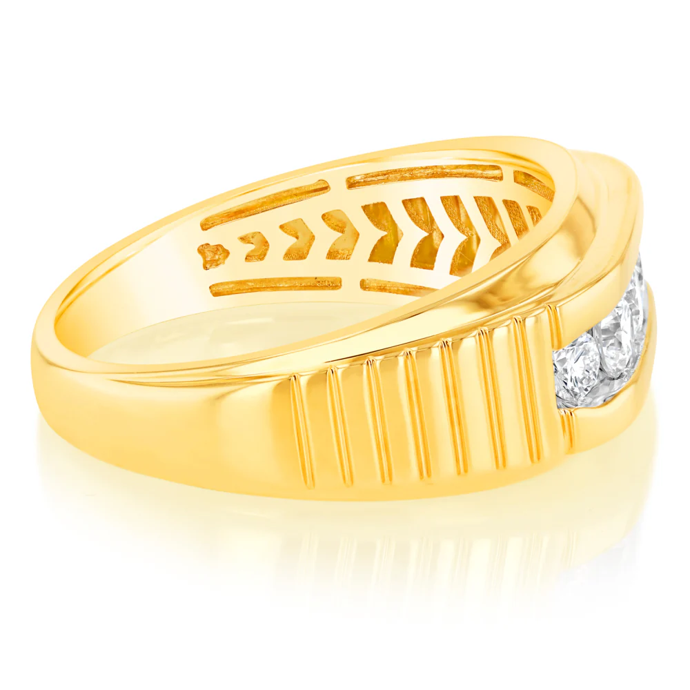 Luminesce Lab Grown 5 Diamonds Gents Ring in 9ct Yellow Gold - Image 2