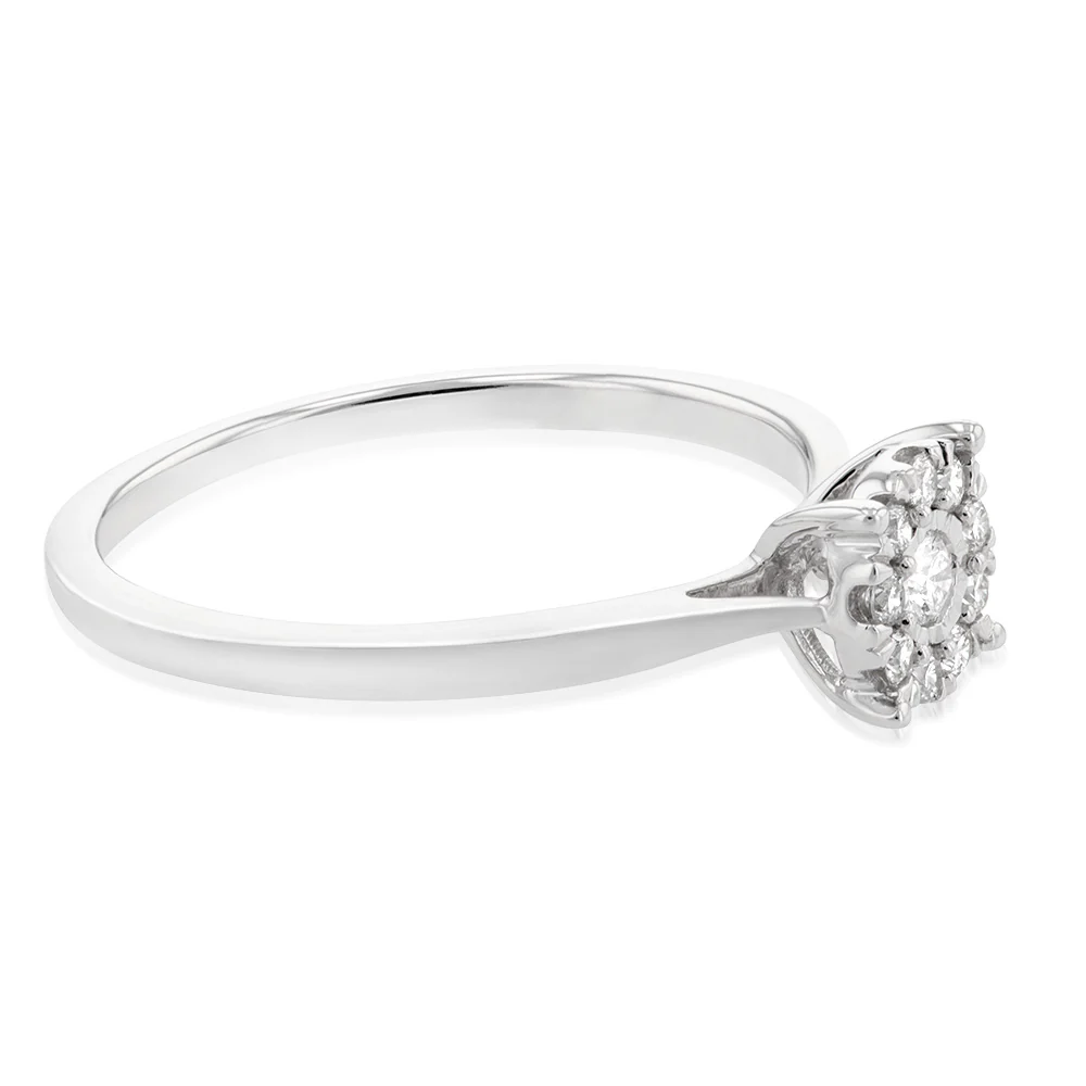 Luminesce Lab Grown 9ct White Gold 0.15 Carat Diamond Halo Solitaire Ring - Image 2