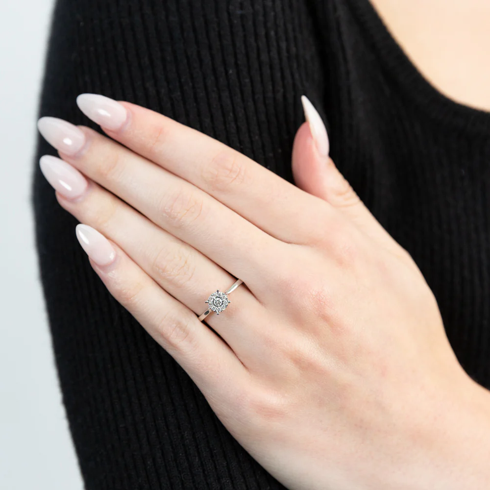 Luminesce Lab Grown 9ct White Gold 0.15 Carat Diamond Halo Solitaire Ring - Image 3